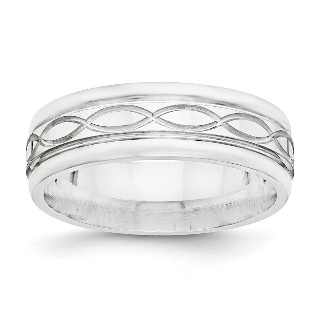 7mm Polished Fancy Band Sterling Silver QWB132 Engravable, MPN: QWB132, 886774335643