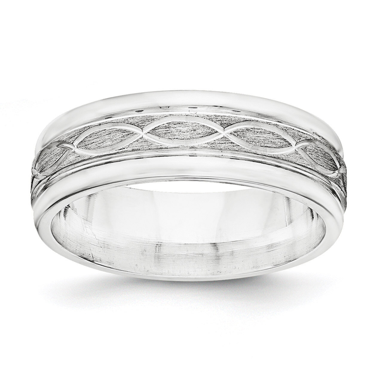7mm Brushed Fancy Band Sterling Silver QWB132B Engravable, MPN: QWB132B, 886774335834