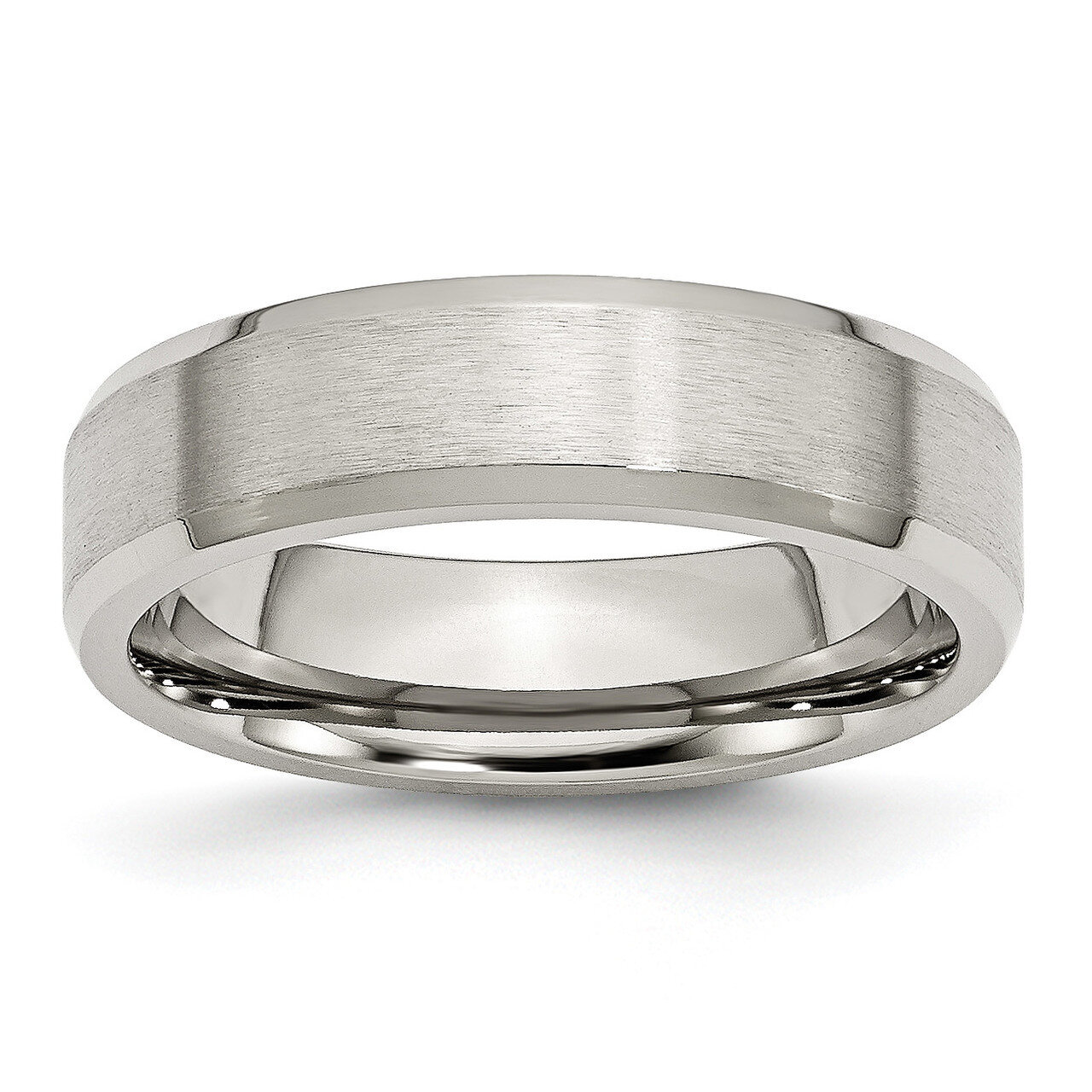 Flat Beveled Edge 6mm Brushed and Polished Band Stainless Steel SR10 Engravable, MPN: SR10, 8839577…