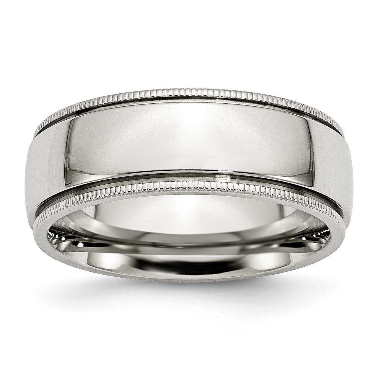 Grooved and Beaded 8mm Polished Band Stainless Steel SR254 Engravable, MPN: SR254, 886774424088