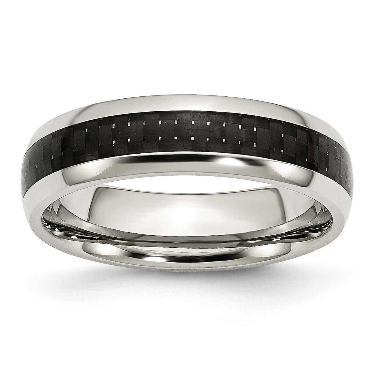 Black Carbon Fiber Inlay 6mm Band Stainless Steel Polished SR255 Engravable, MPN: SR255, 8867744242…