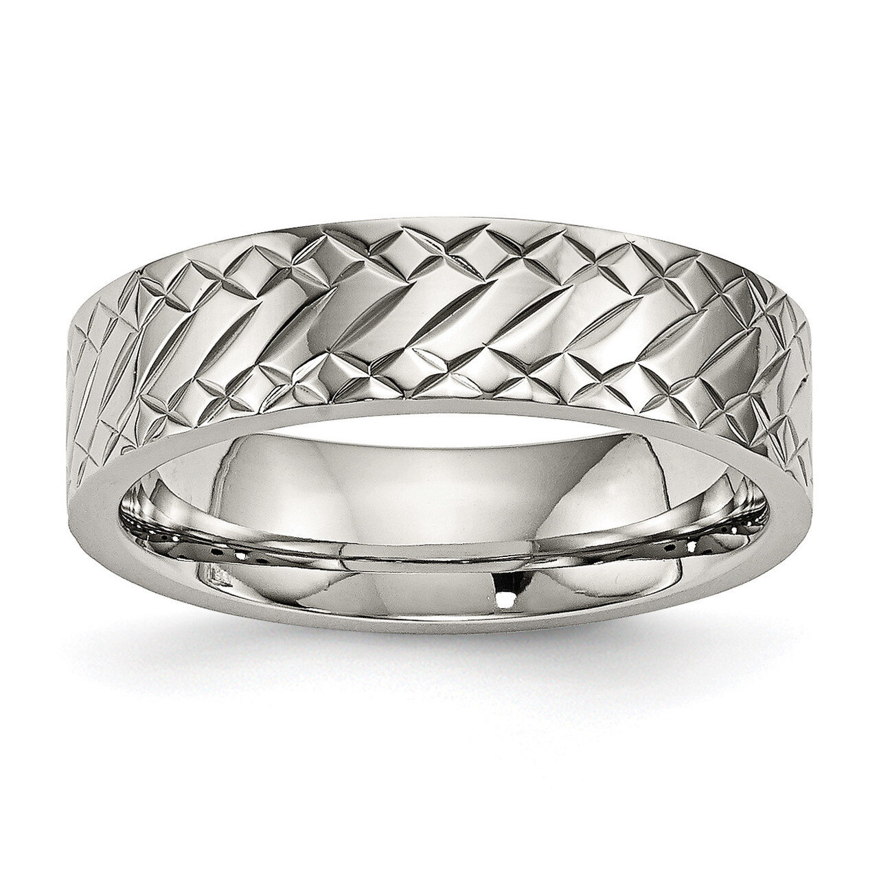Ring Stainless Steel Polished Textured SR495
