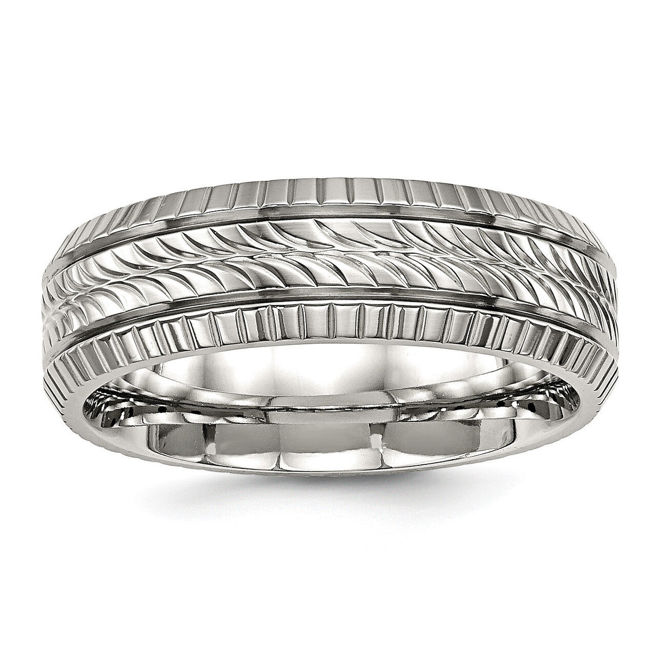 Grooved and Textured Ring Stainless Steel Polished SR499