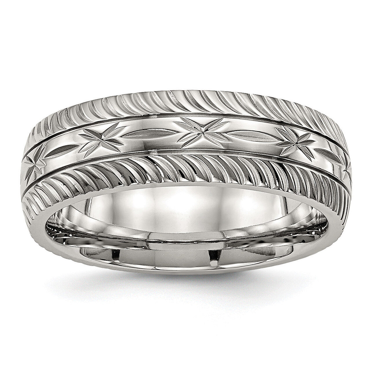 Diamond Cut Ring Stainless Steel Polished SR500, MPN: SR500, 886774529059