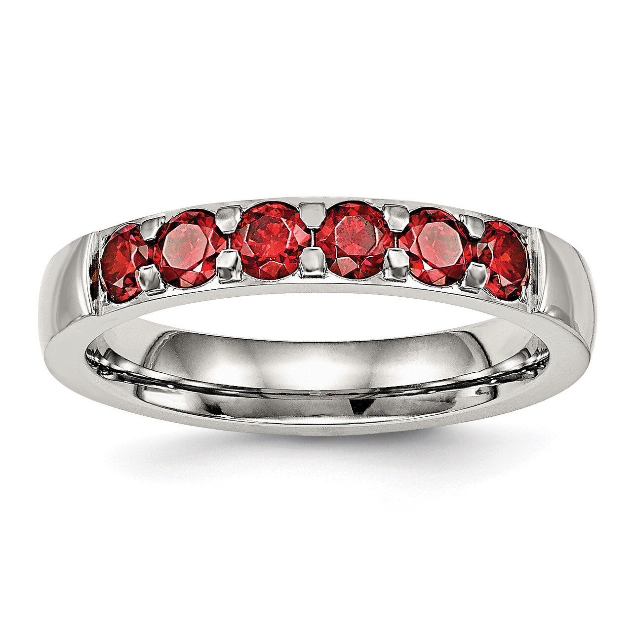 Red CZ Diamond 4.00mm Band Stainless Steel Polished SR527, MPN: SR527, 191101558900