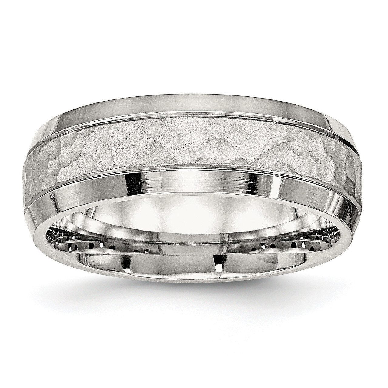 Hammered 7.50mm Band Stainless Steel Brushed and Polished SR530, MPN: SR530, 886774391748