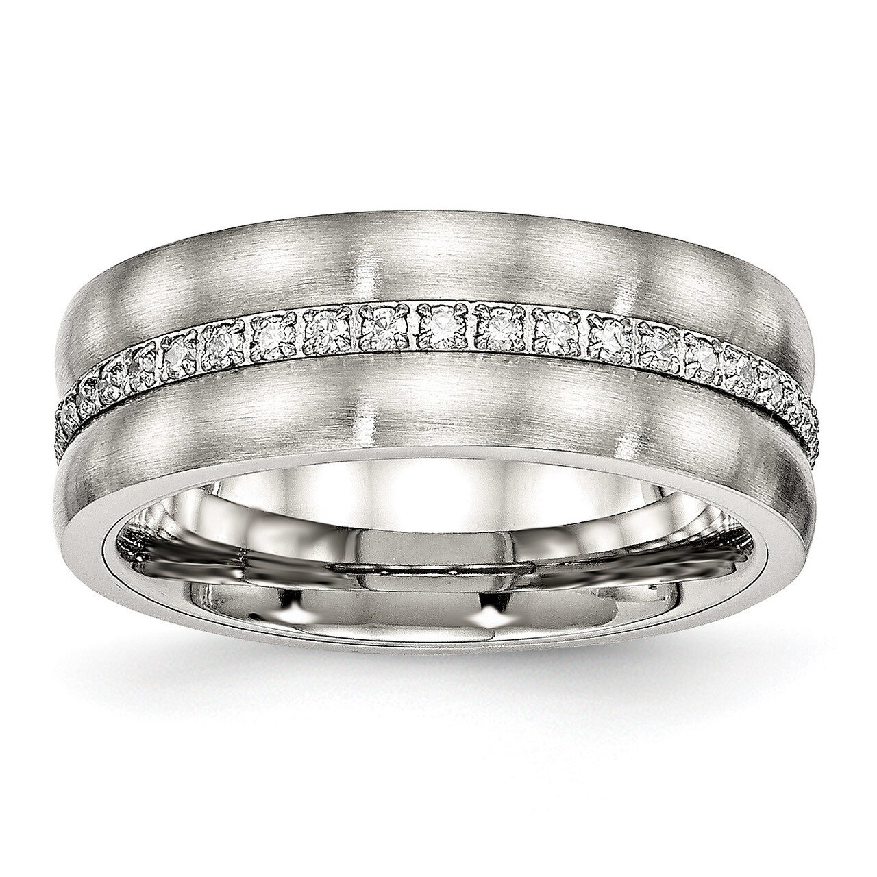 CZ Diamond Ring Stainless Steel Brushed and Polished SR542, MPN: SR542, 191101559891
