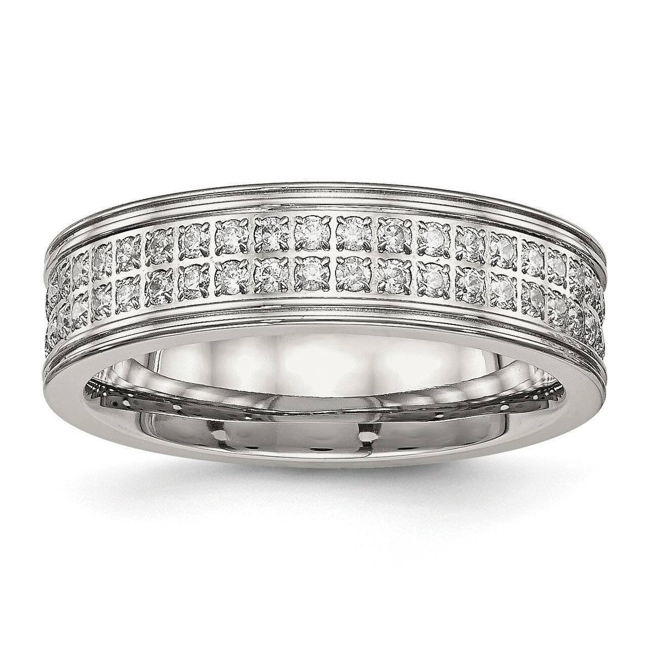 CZ Diamond Ring Stainless Steel Polished SR547, MPN: SR547, 191101556814