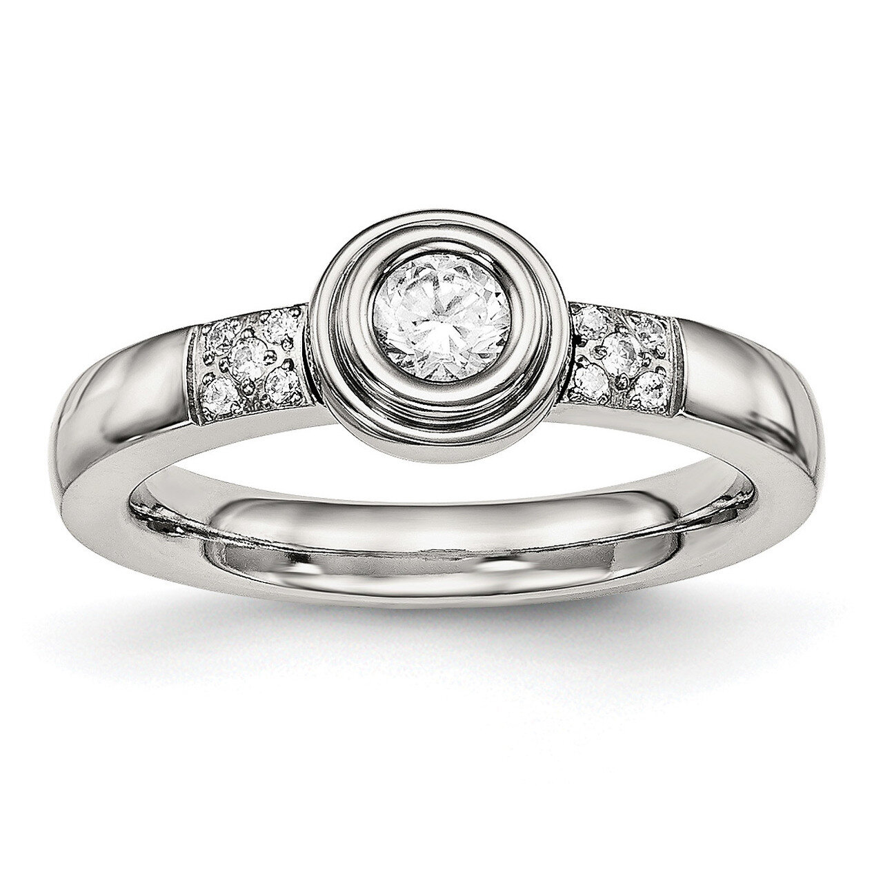 CZ Diamond Ring Stainless Steel Polished SR577