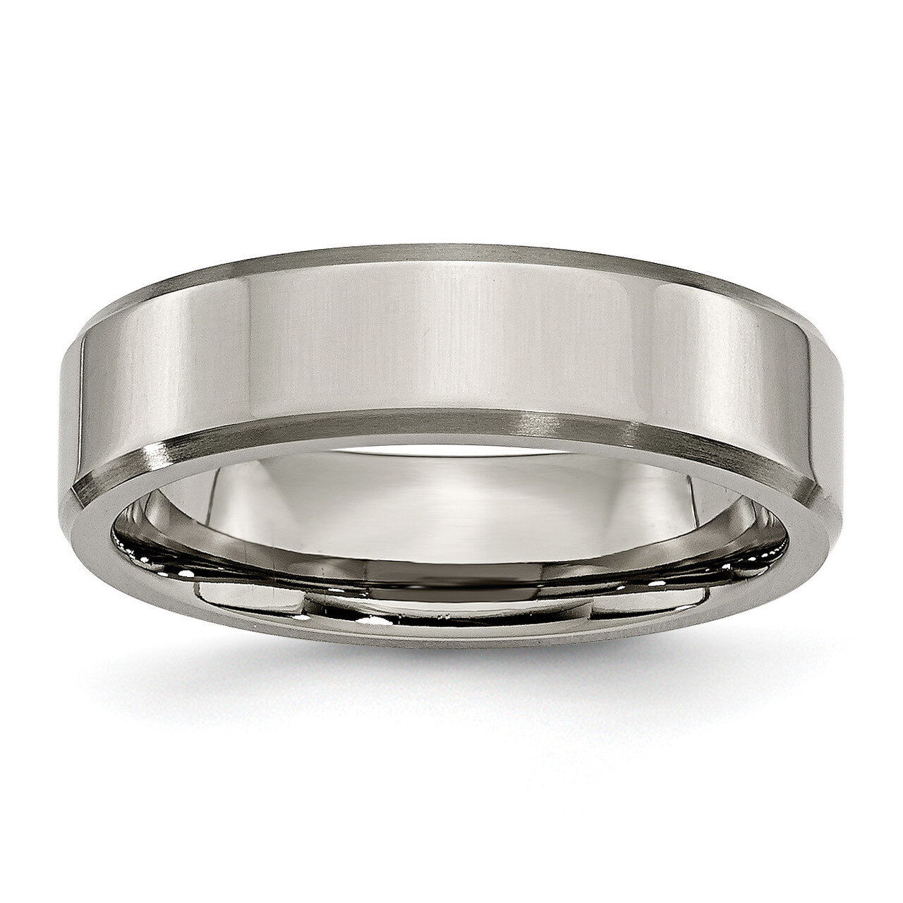 Beveled Edge 6mm Brushed and Polished Band Titanium TB111 Engravable, MPN: TB111, 883957759098