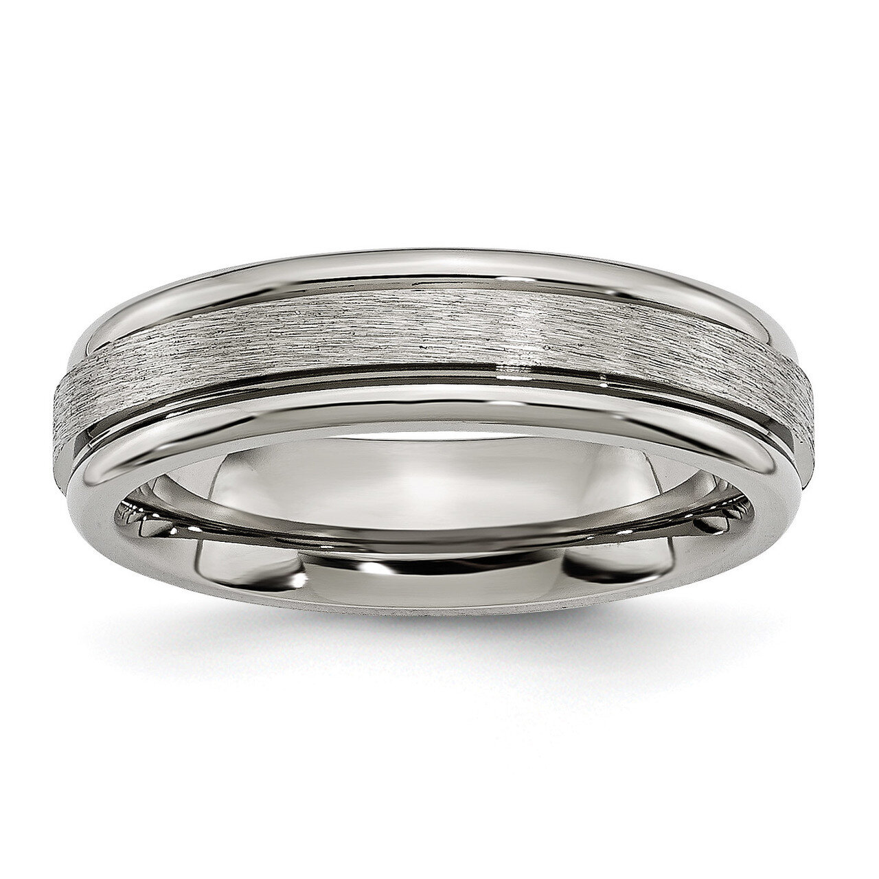 Edge 6mm Satin and Polished Band Titanium Grooved TB14_CH Engravable