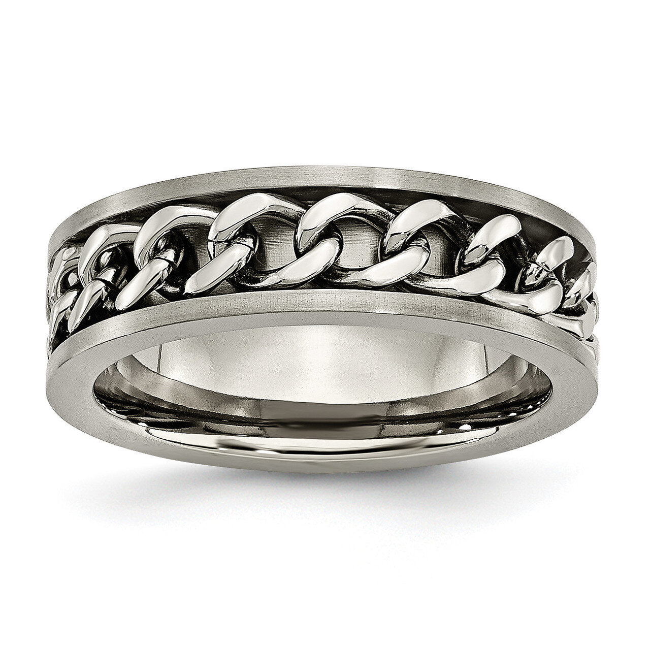 7mm Chain Inlay Brushed Band Titanium TB251 Engravable, MPN: TB251, 886774049601