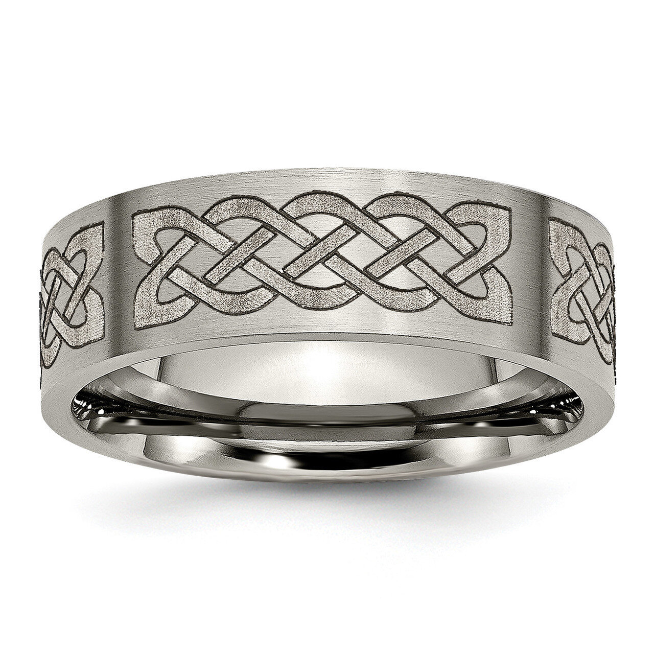 Flat 8mm Laser Design Brushed Band Titanium TB33F Engravable, MPN: TB33F, 886774059068