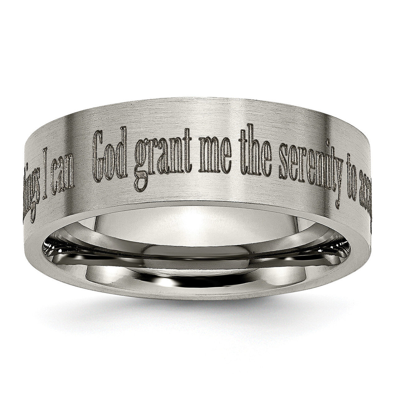 Flat 8mm Laser Design Brushed Band Titanium TB33G Engravable, MPN: TB33G, 886774059174