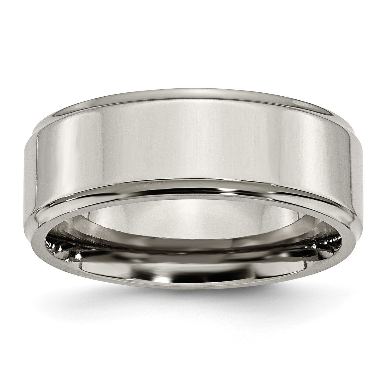 8mm Polished Band Titanium Ridged Edge TB36_CH Engravable, MPN: TB36_CH, 883957810072