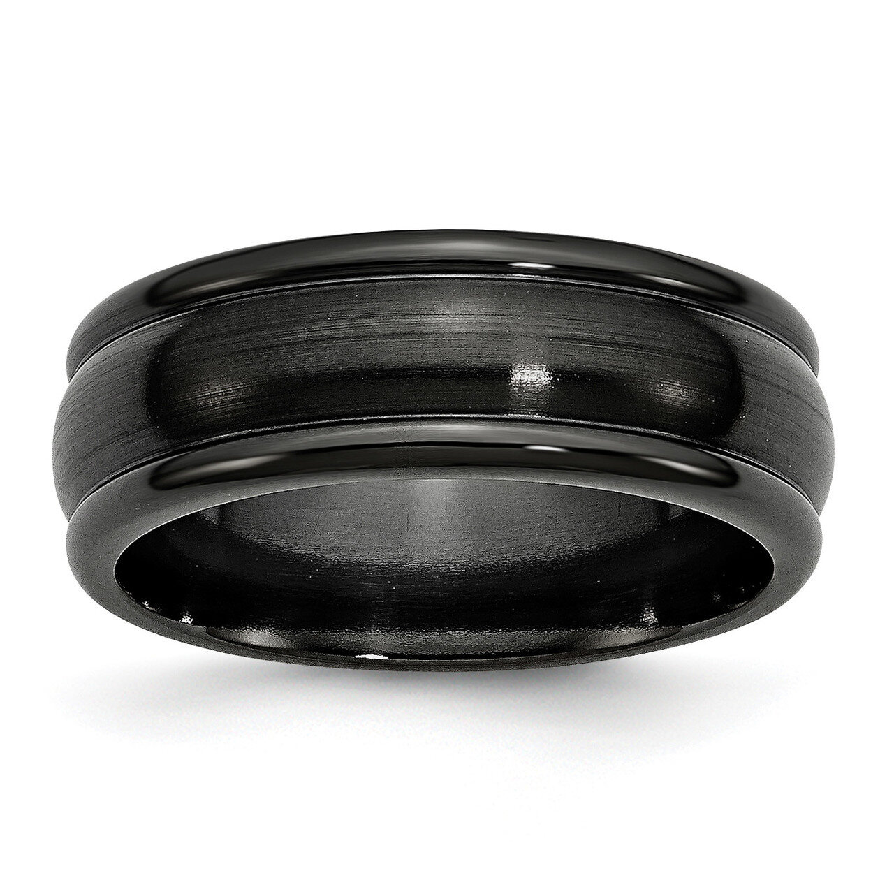 Black Ti Brushed and Polished Domed 8mm Band Titanium TB395 Engravable