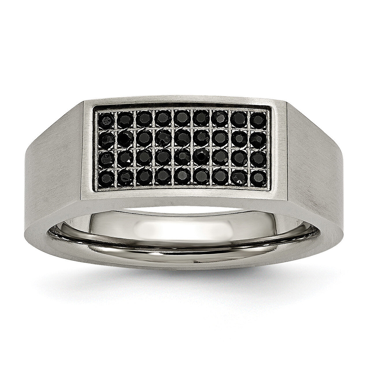 Brushed Black CZ Diamond Ring Titanium Polished TB429, MPN: TB429, 191101389733