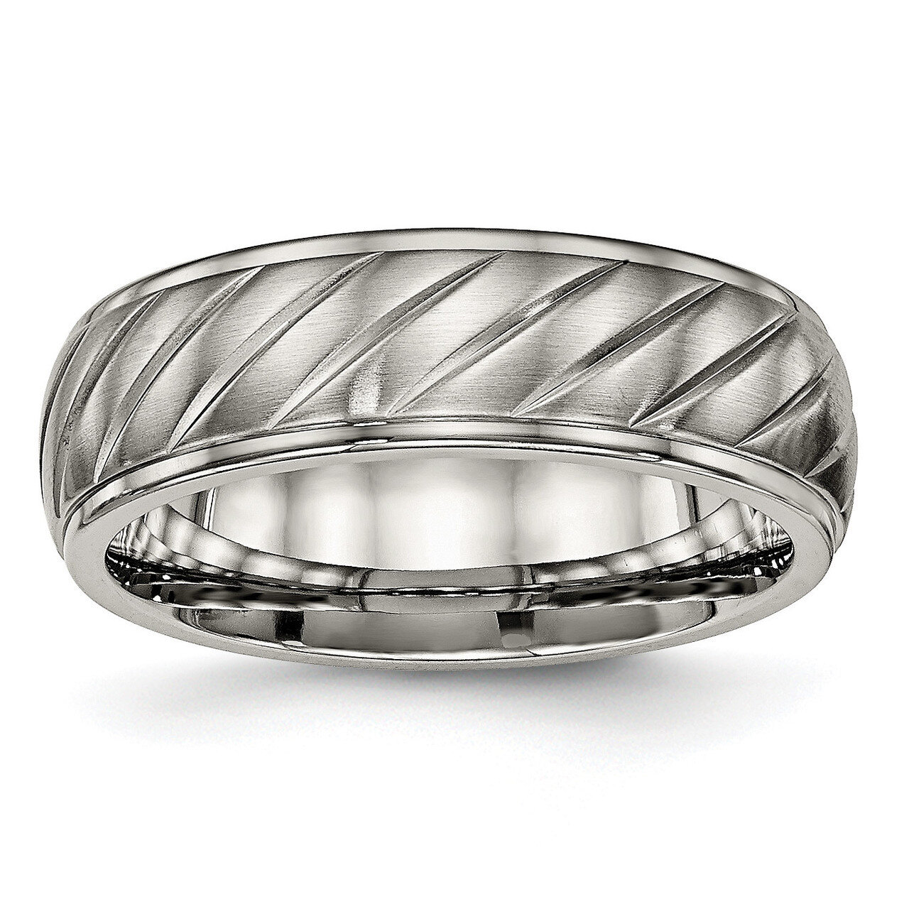 Brushed and Polished Grooved Ring Titanium TB452