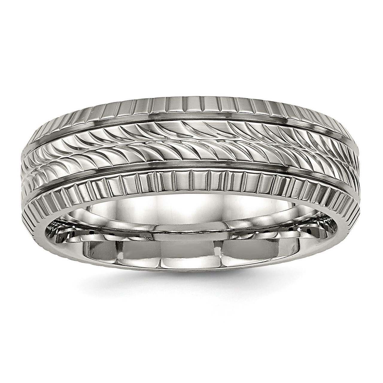Textured Ring Titanium Polished Grooved TB461, MPN: TB461, 886774534442