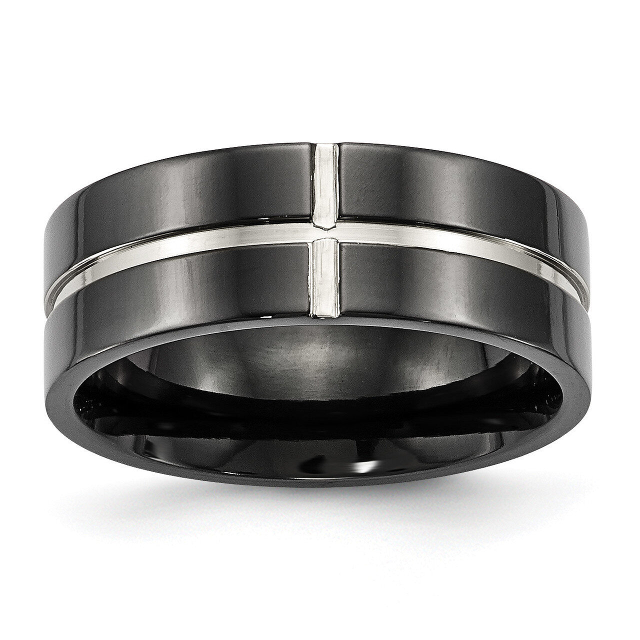 Black IP Grooved Comfort Back Ring Titanium Polished TB475, MPN: TB475, 886774439129