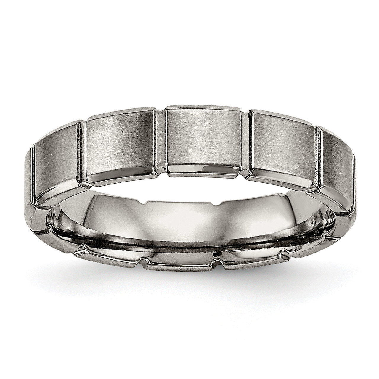 Brushed Polished Grooved Ring Titanium TB486, MPN: TB486, 886774439600