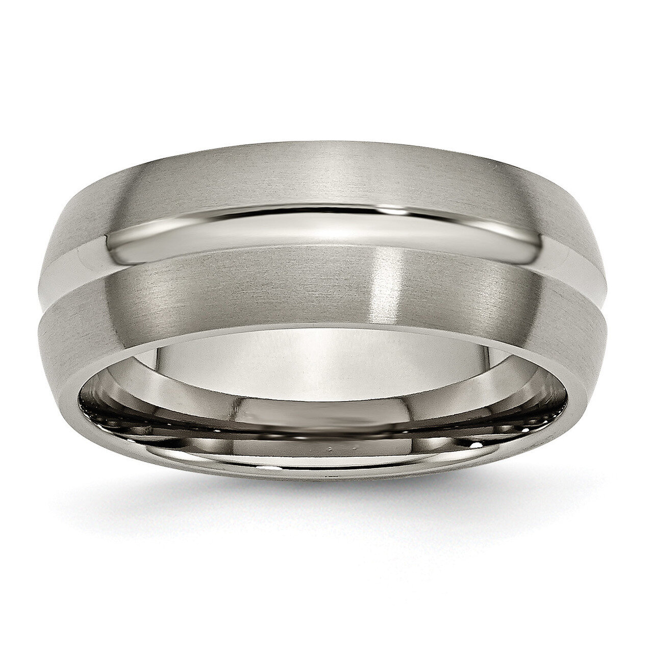 8mm Brushed and Polished Band Titanium Grooved TB51_CH Engravable