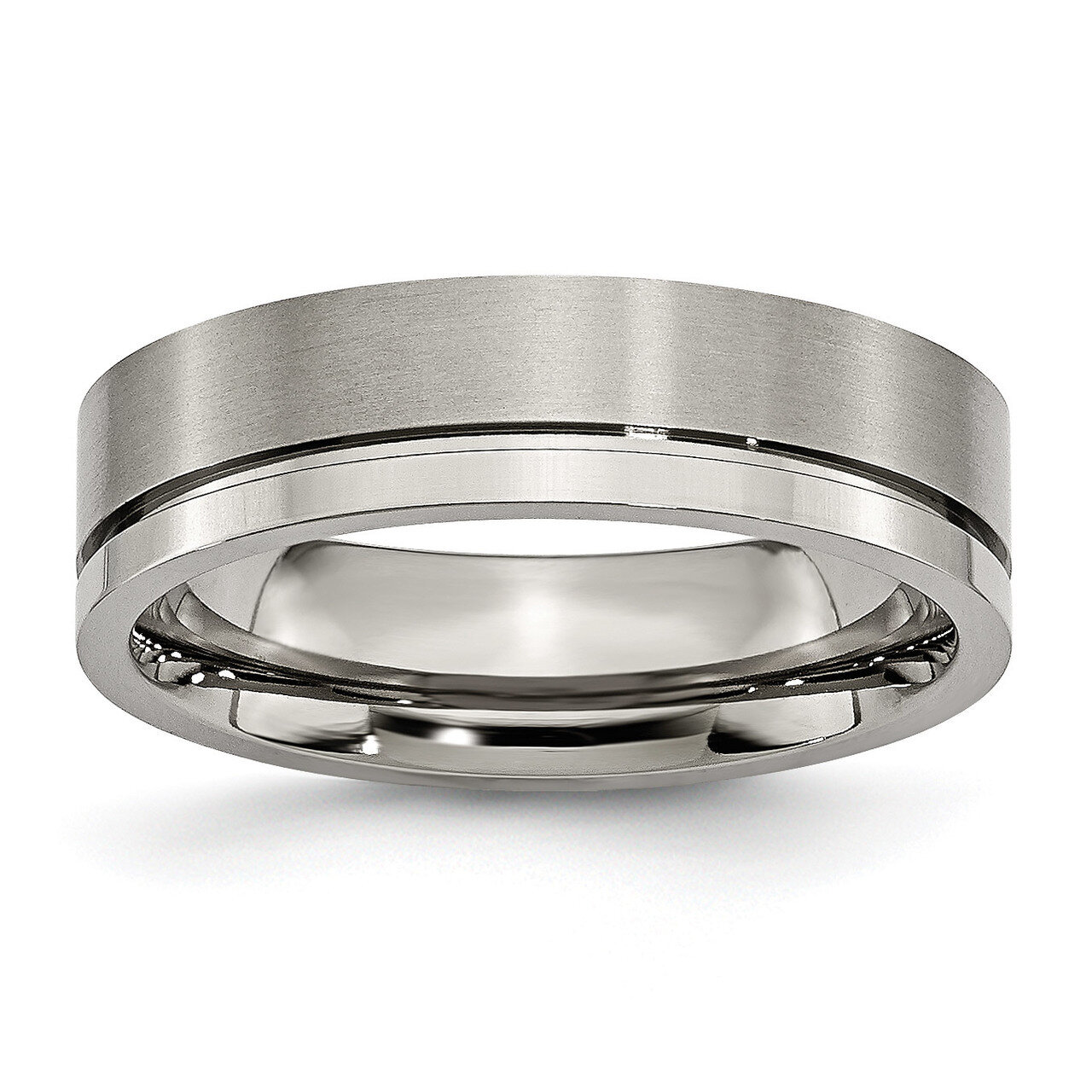 6mm Brushed and Polished Band Titanium Grooved TB60_CH Engravable, MPN: TB60_CH, 883957827575