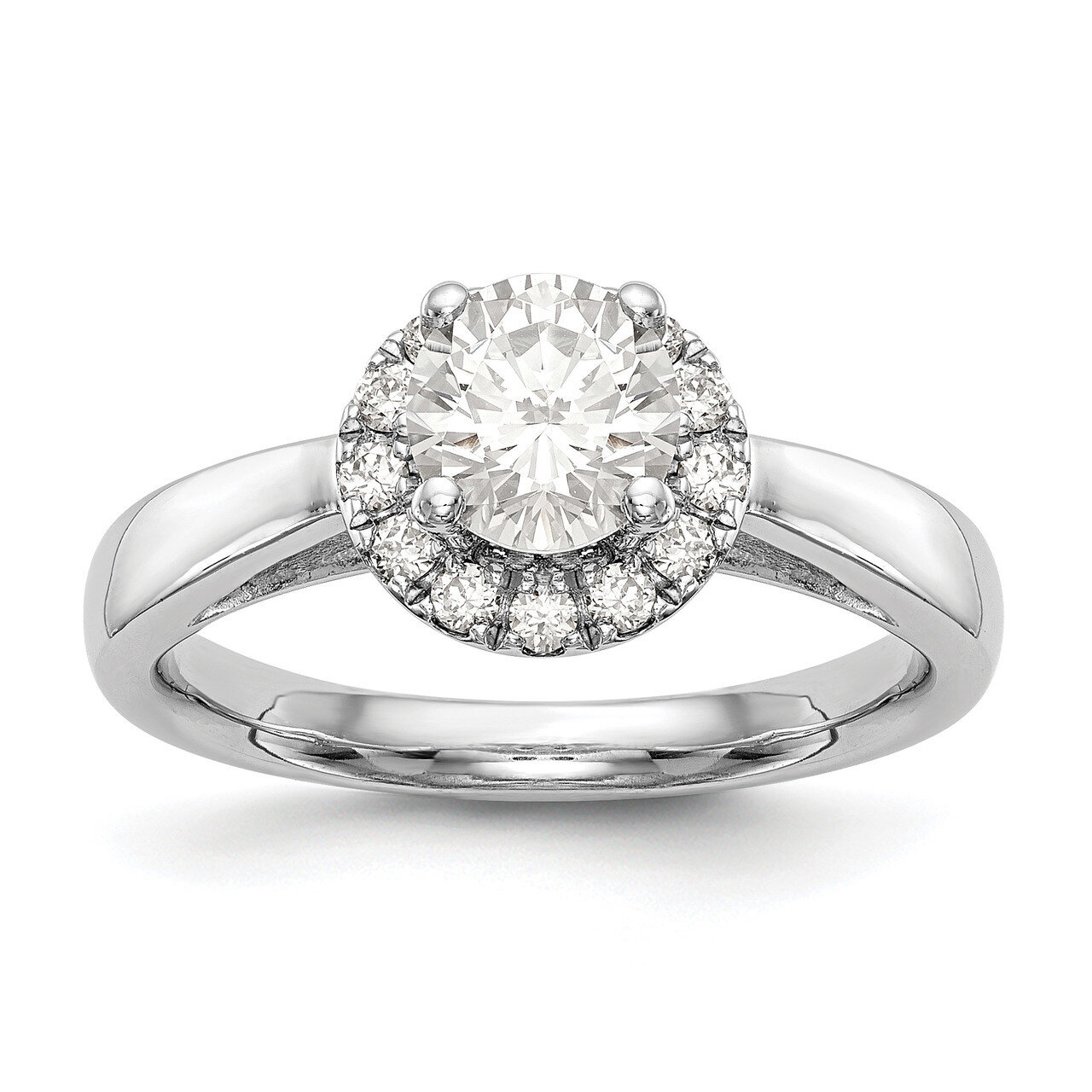 Round Halo Engagement Diamond Semi-mount Ring 14k White Gold RM2038E-100-WAA