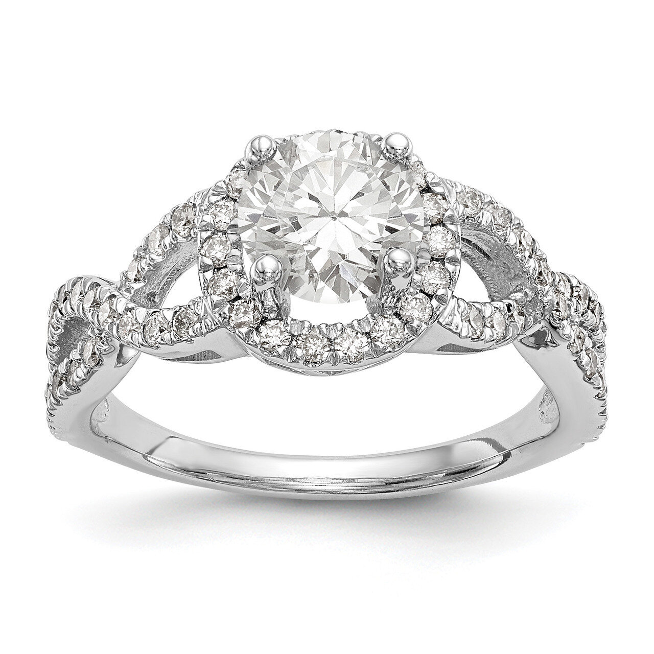 Round Diamond Semi-Mount Halo Engagement Ring 14k White Gold RM2169E-100-WAA, MPN: RM2169E-100-WAA,…