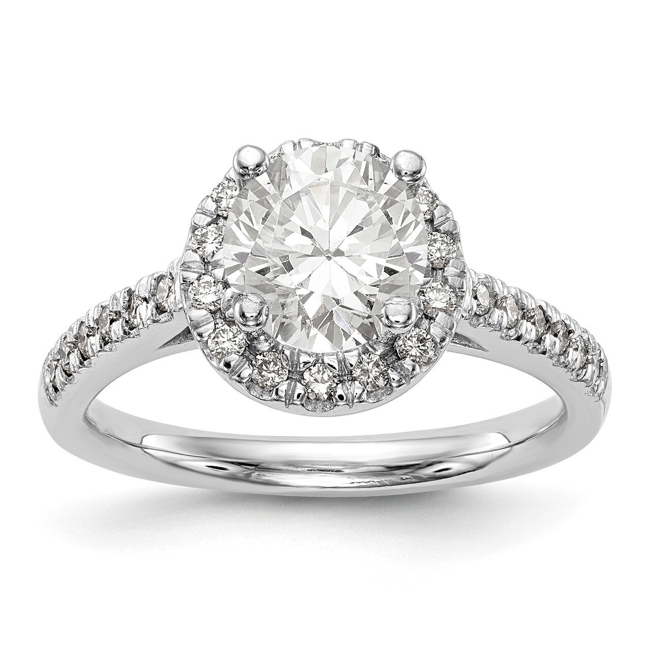 Round Diamond Semi-Mount Halo Engagement Ring 14k White Gold RM2076E-100-WAA, MPN: RM2076E-100-WAA,…