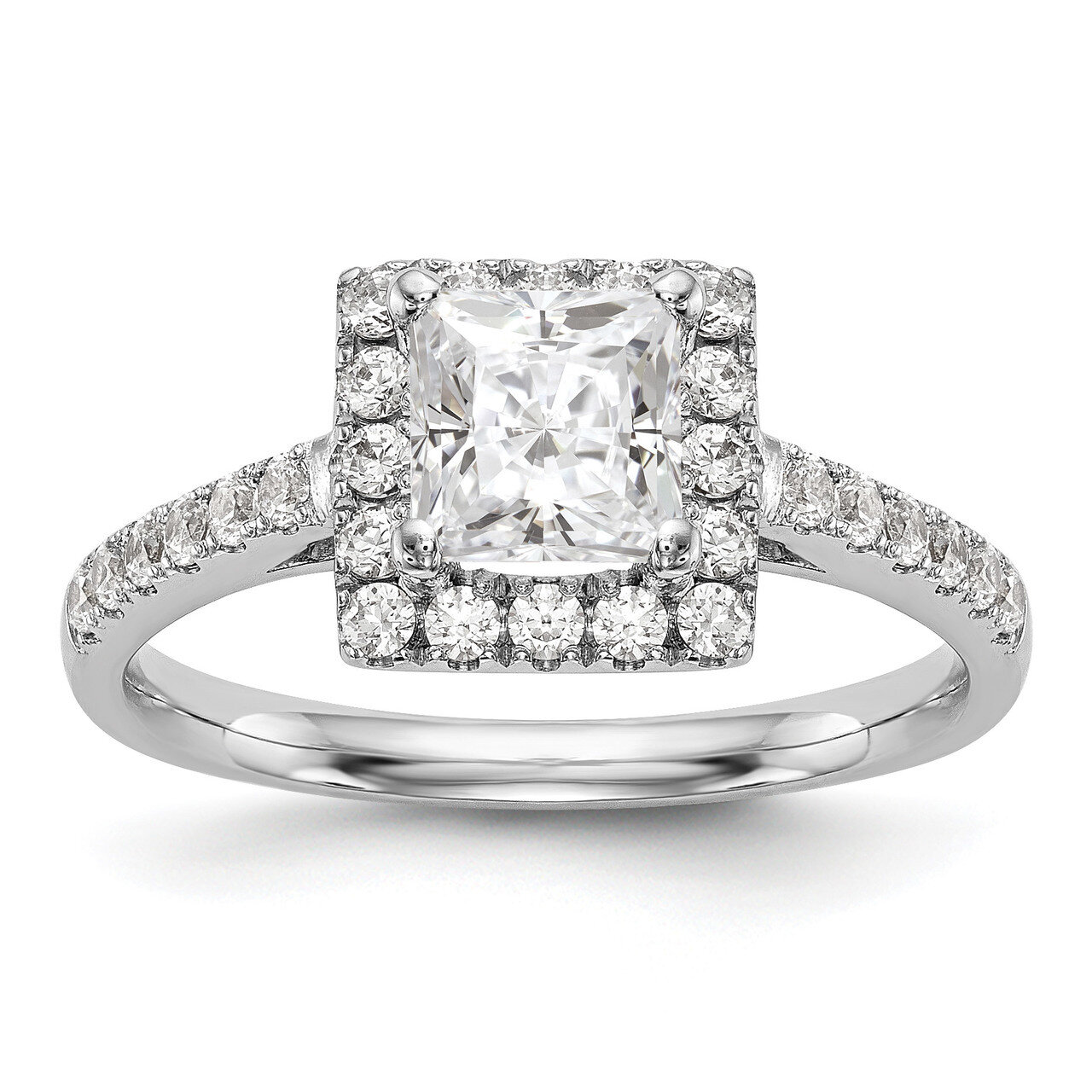 Diamond Princess Semi-Mount Square Halo Engagement Ring 14k White Gold RM2279E-100-WAA