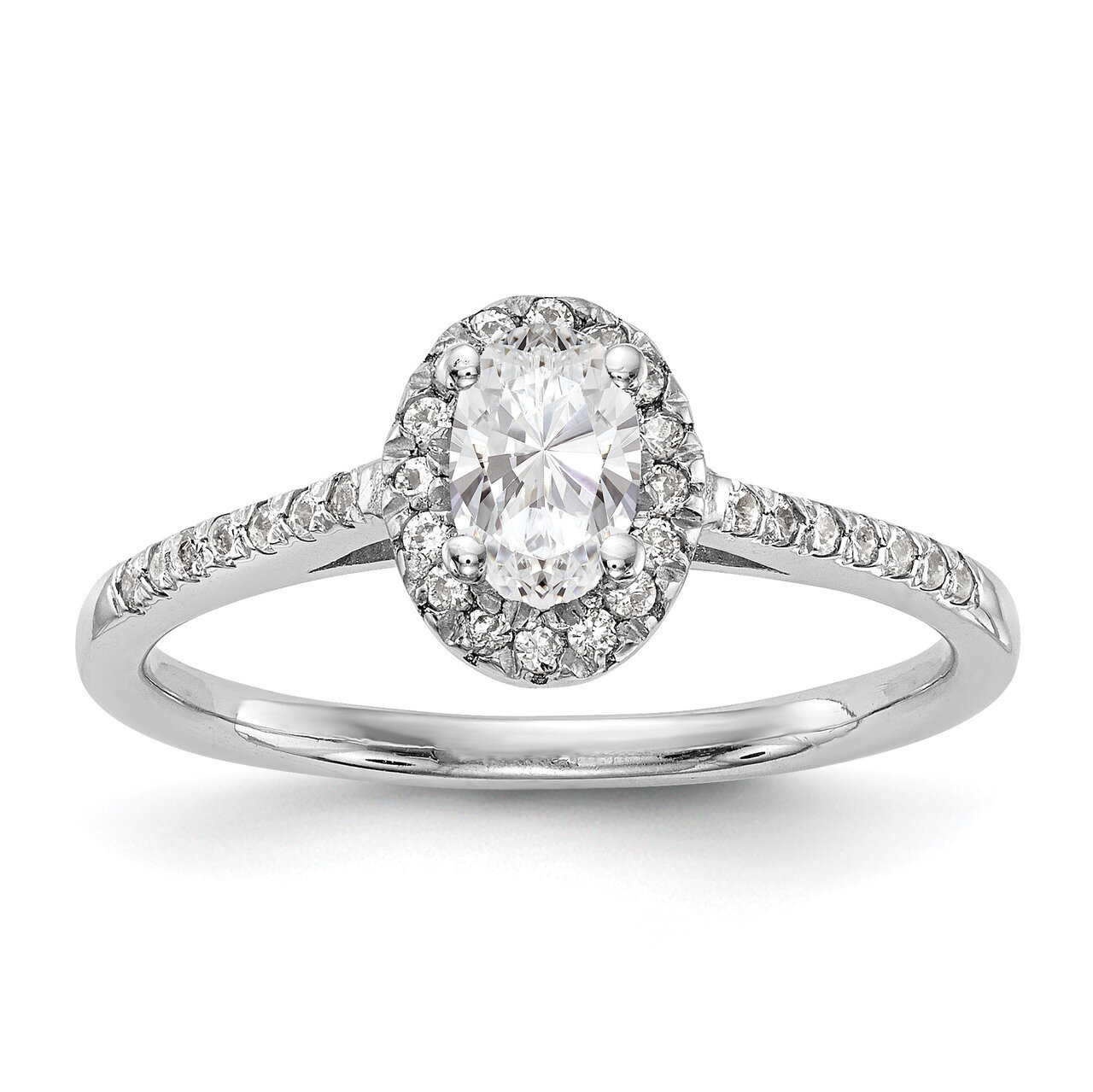 Diamond Oval Semi-Mount Oval Halo Engagement Ring 14k White Gold RM2329E-100-WAA