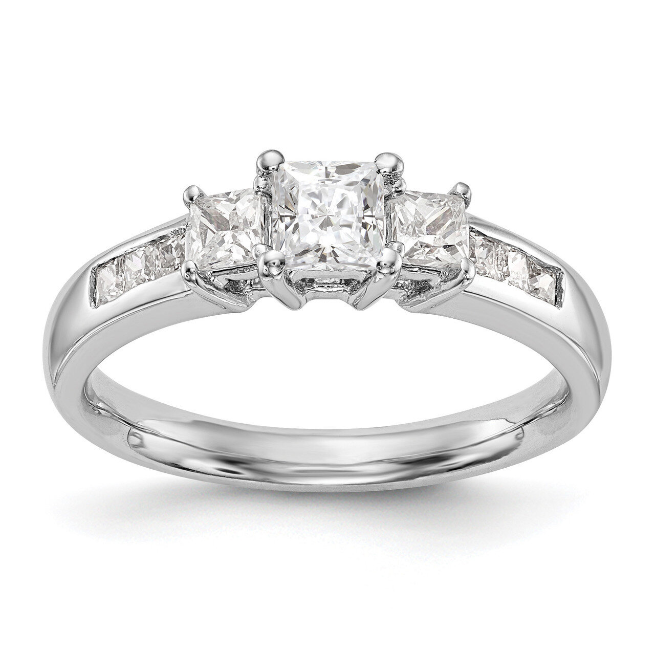 3-Stone Diamond Semi-Mount Engagement Ring 14k White Gold RM3007E-033-WAA