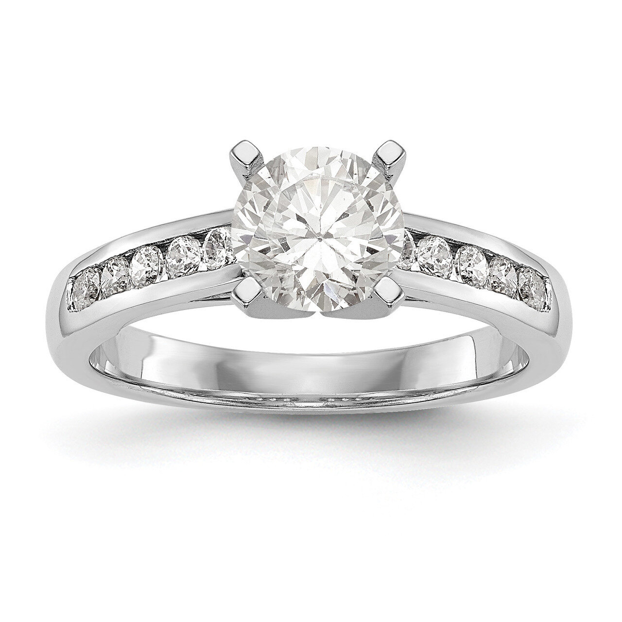 Diamond Peg Set Engagement Ring 14k White Gold RM2656E-035-WAA