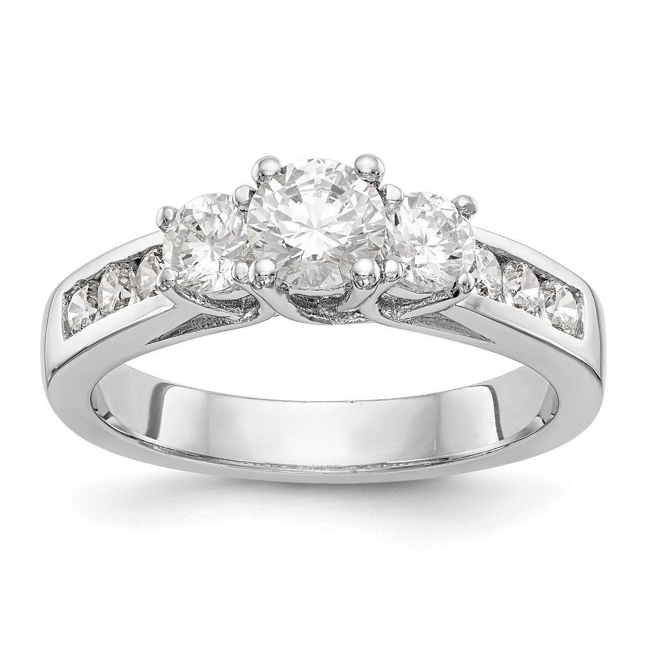 3-Stone Diamond Semi-Mount Engagement Ring 14k White Gold RM2980E-050-WAA