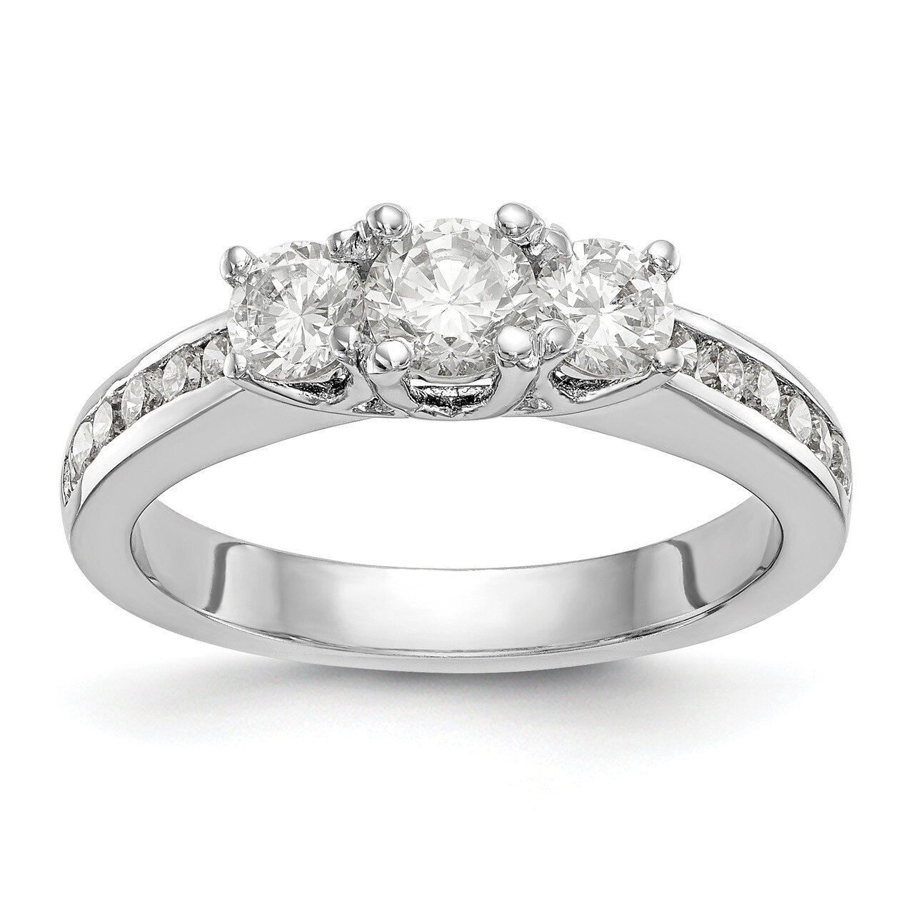3-Stone Diamond Semi-Mount Engagement Ring 14k White Gold RM2979E-050-WAA
