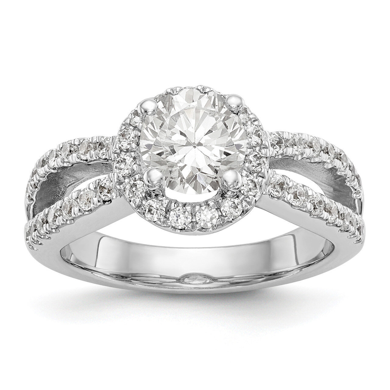 Round Diamond Semi-Mount Halo Engagement Ring 14k White Gold RM2142E-100-WAA