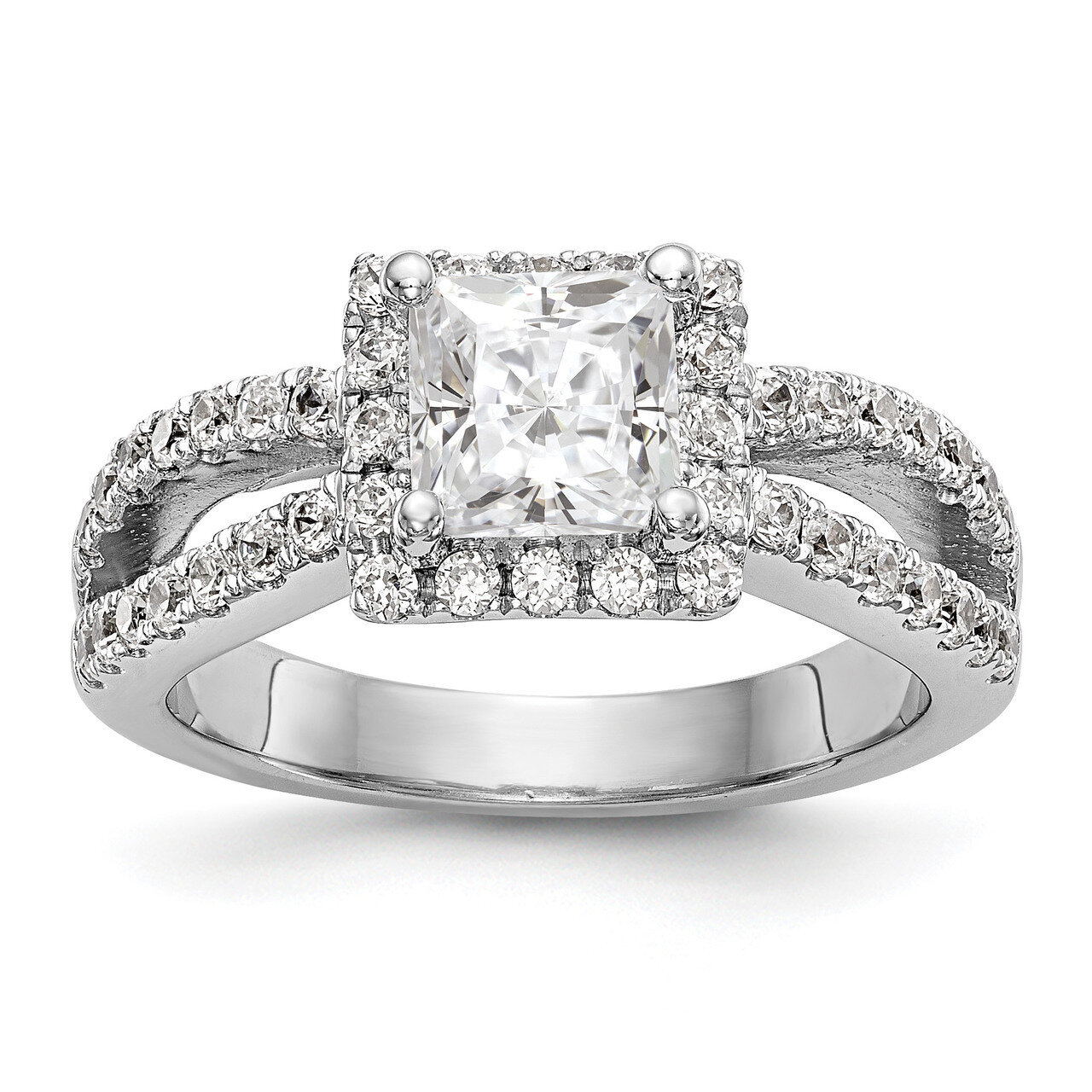 Diamond Princess Semi-Mount Square Halo Engagement Ring 14k White Gold RM2304E-100-WAA, MPN: RM2304…