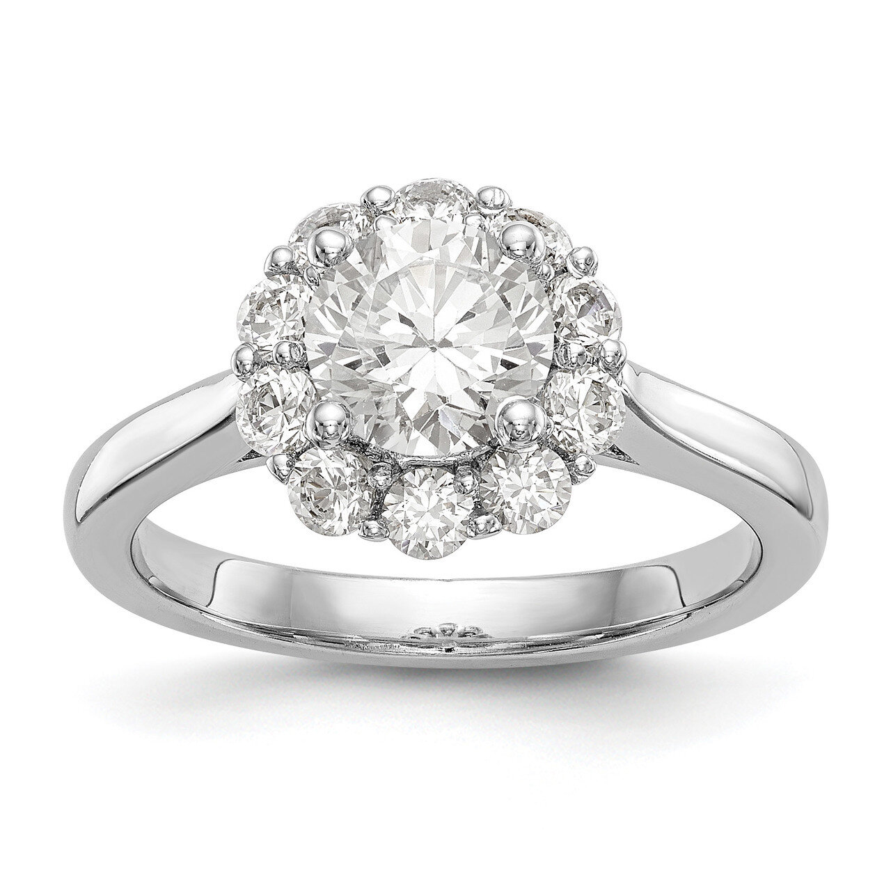 Round Halo Engagement Diamond Semi-mount Ring 14k White Gold RM2033E-100-WAA