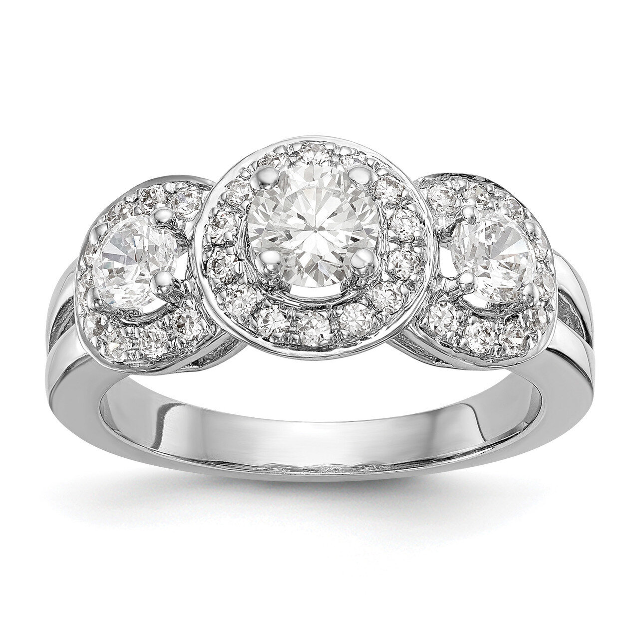 3-Stone Diamond Semi-Mount Engagement Ring 14k White Gold RM2986E-050-WAA