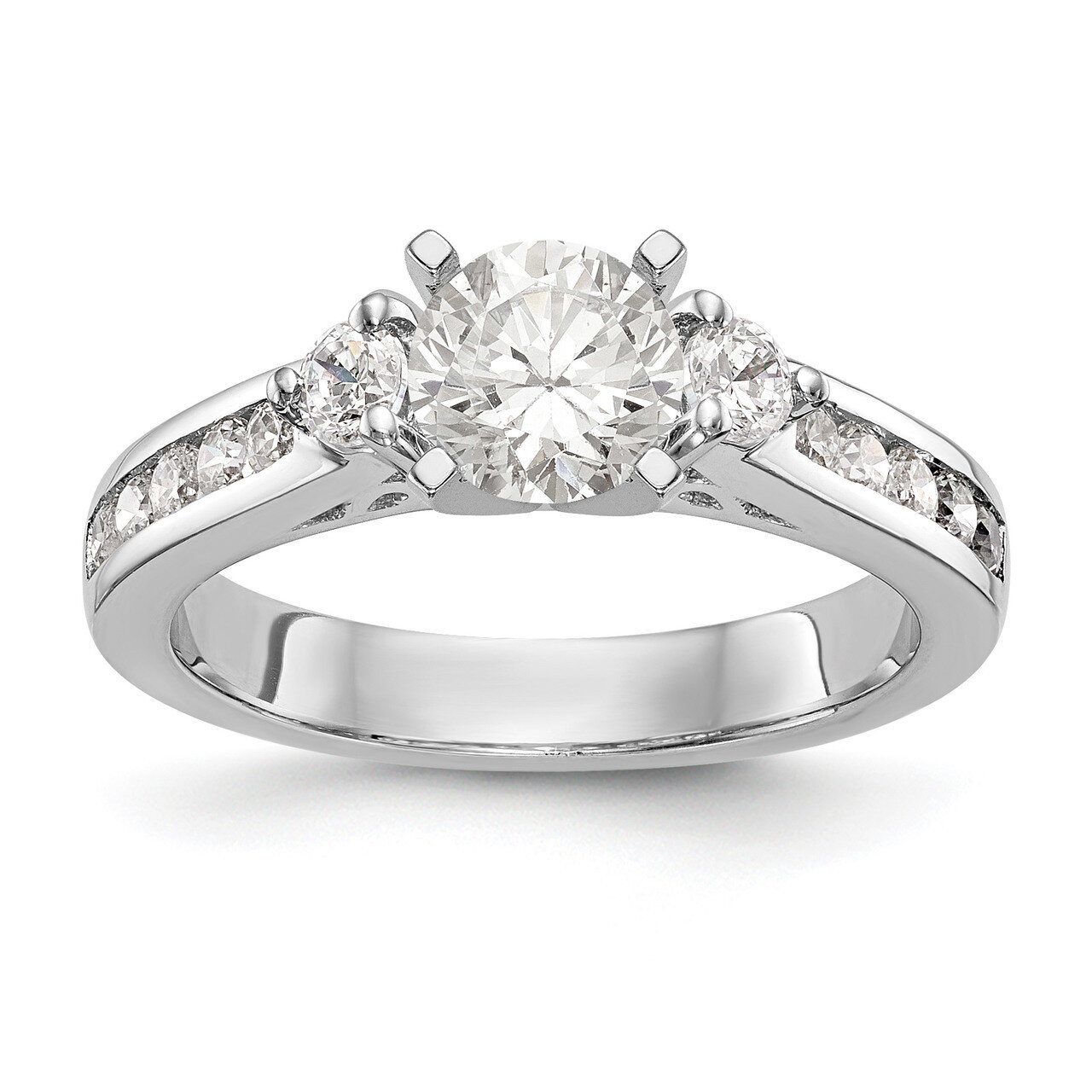 Diamond Peg Set Engagement Ring 14k White Gold RM2654E-065-WAA