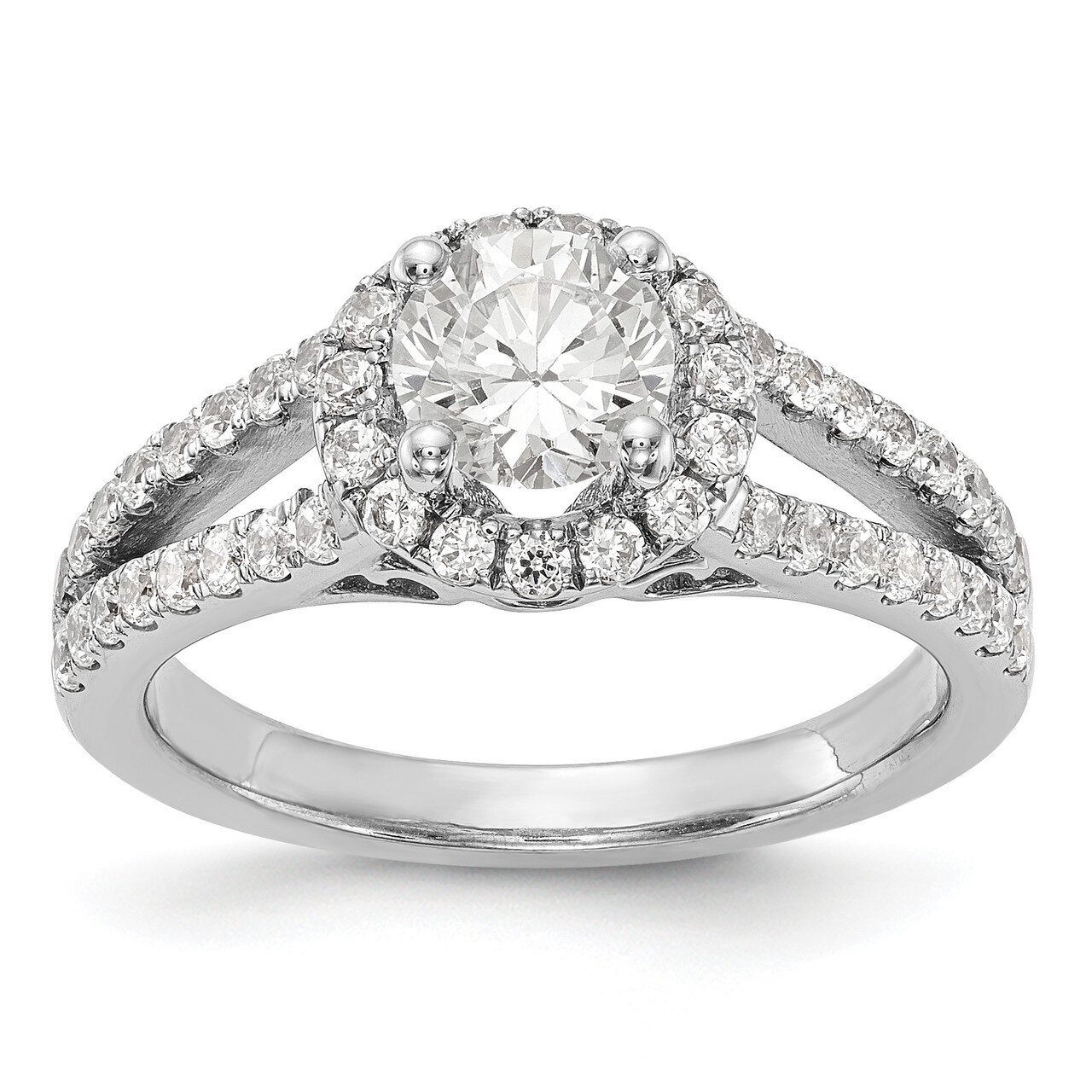 Round Diamond Semi-Mount Halo Engagement Ring 14k White Gold RM2141E-100-WAA, MPN: RM2141E-100-WAA,…