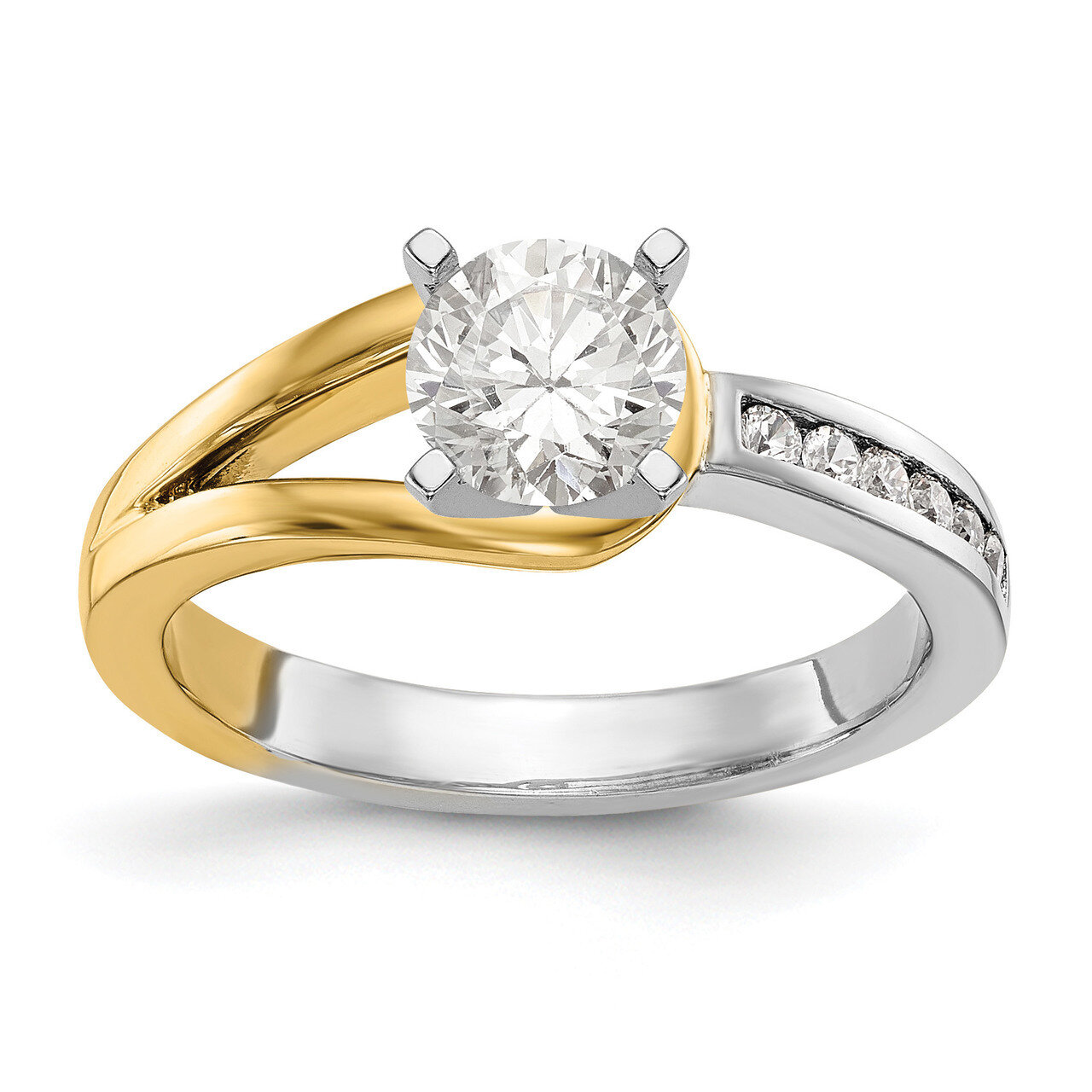 Diamond Peg Set Engagement Ring 14k White Gold RM2646E-015-YWAA