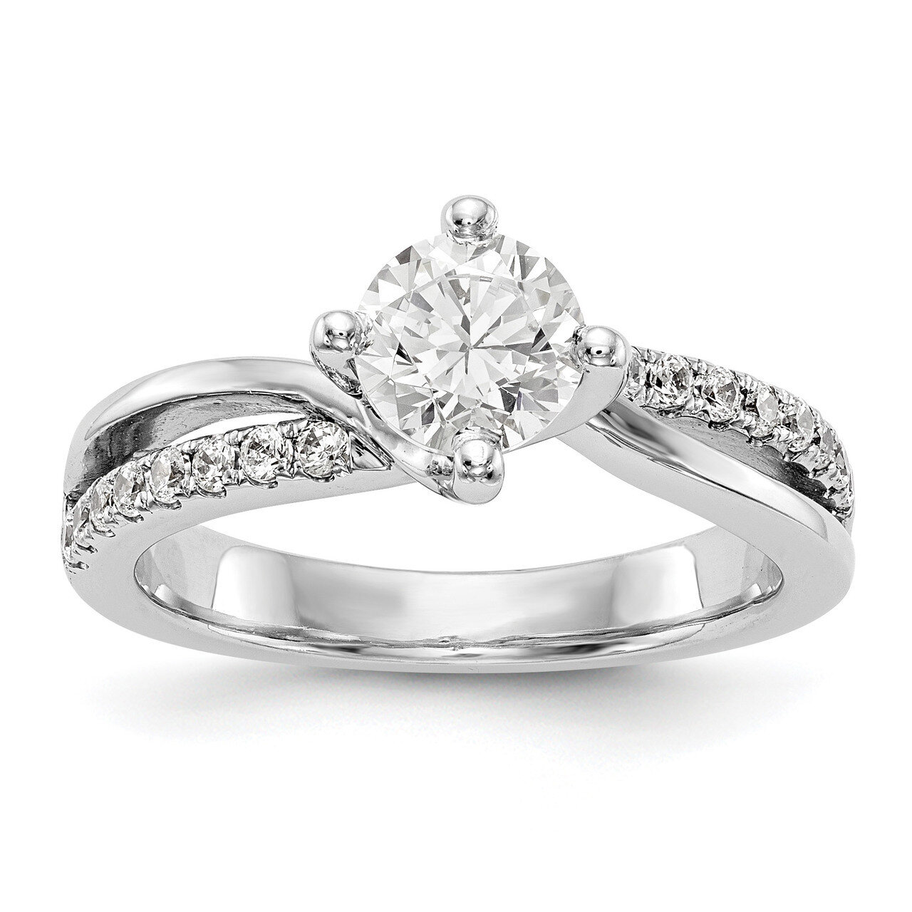 Diamond Round Semi-mount By-Pass Engagement Ring 14k White Gold RM2433E-100-WAA, MPN: RM2433E-100-W…