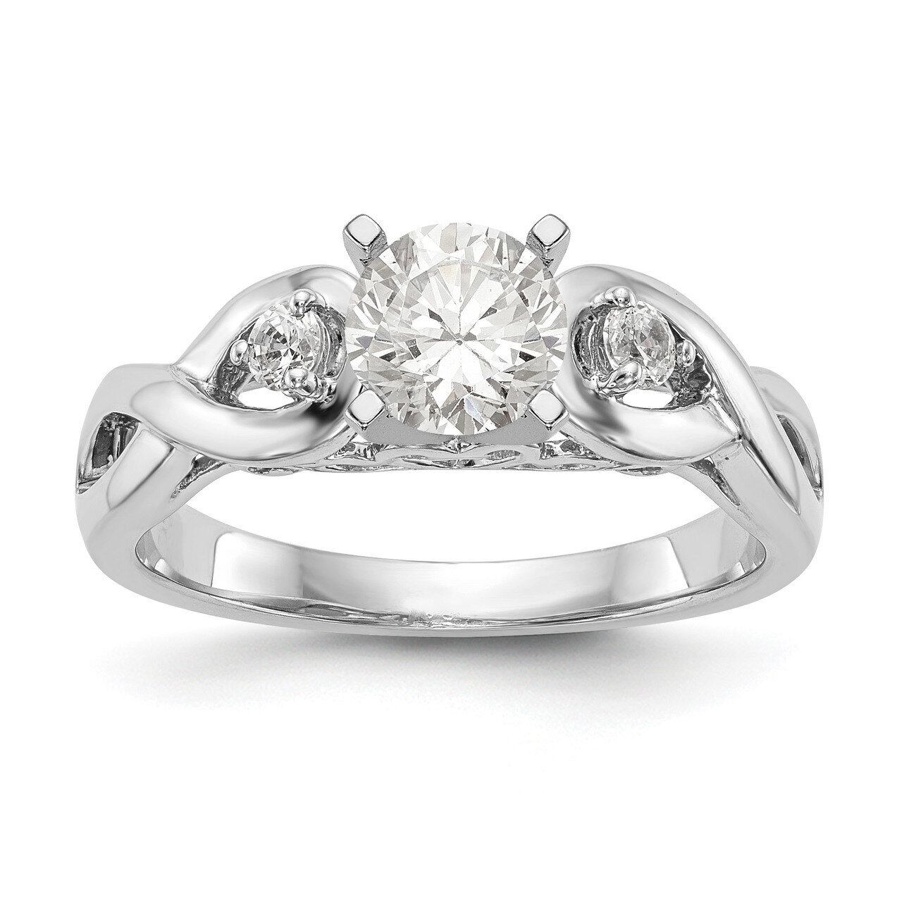 Peg Set Diamond Semi-mount Infinity Engagement Ring 14k White Gold RM2566E-010-WAA