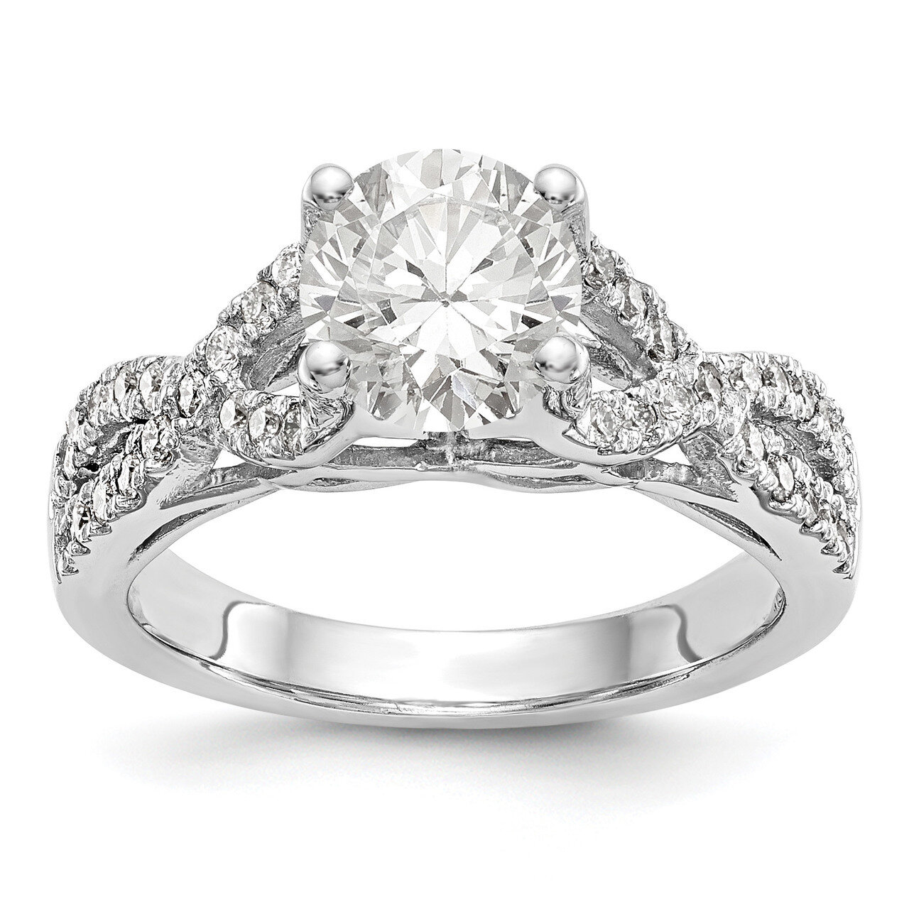 Diamond Round Semi-mount Criss-Cross Engagement Ring 14k White Gold RM2516E-100-WAA, MPN: RM2516E-1…