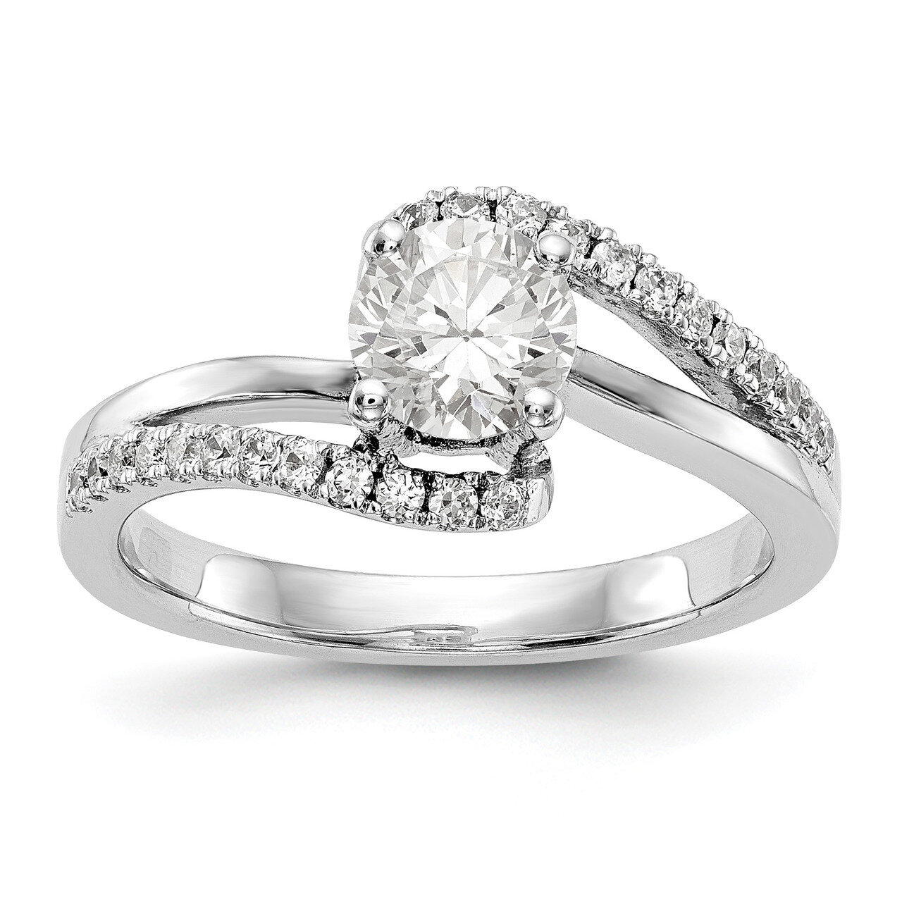 Diamond Round Semi-mount By-Pass Engagement Ring 14k White Gold RM2432E-100-WAA