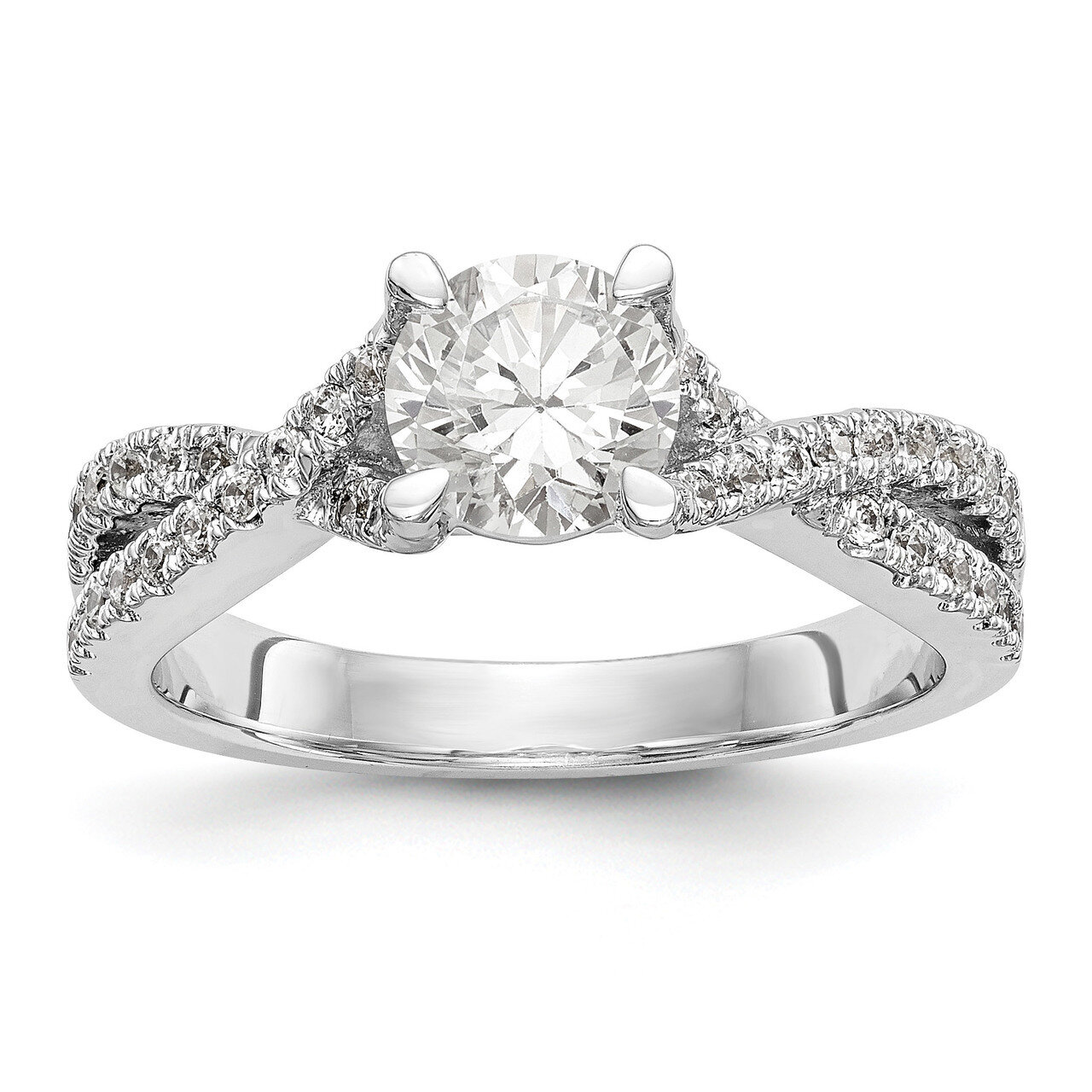 Diamond Round Semi-mount By-Pass Engagement Ring 14k White Gold RM2515E-075-WAA