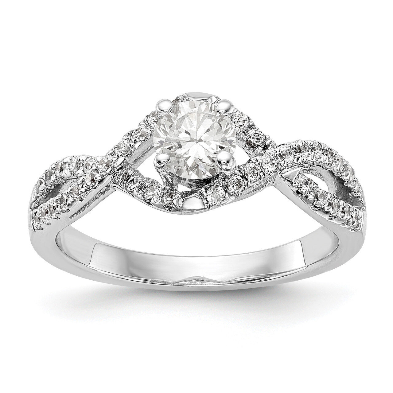 Diamond Round Semi-mount By-Pass Engagement Ring 14k White Gold RM2514E-050-WAA