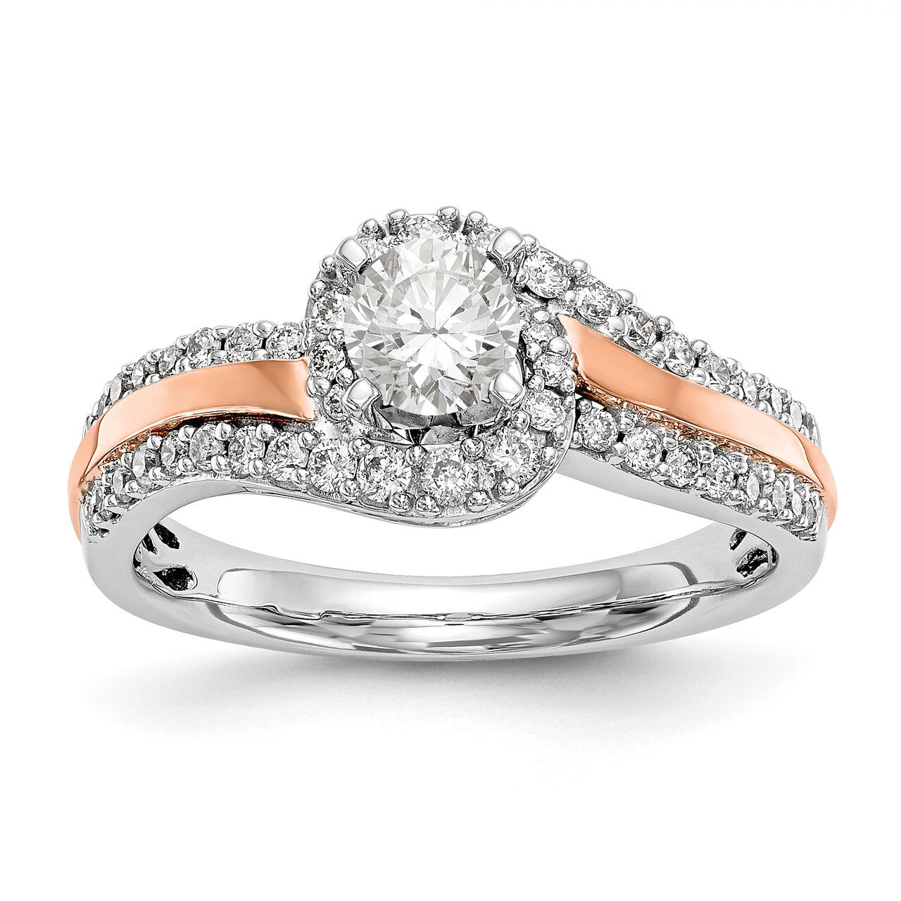 Peg Set Diamond Semi-mount By-Pass Engagement Ring 14k Two-tone Gold RM2474E-040-RWAA